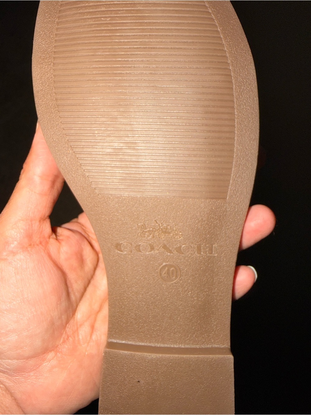 Coach Tan Signature Jacquard Slide Sandals with Gold Hardware - Picture 7 of 11